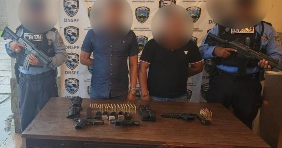 Arrestan a Guatemaltecos con armas de fuego en Ocotepeque, Honduras